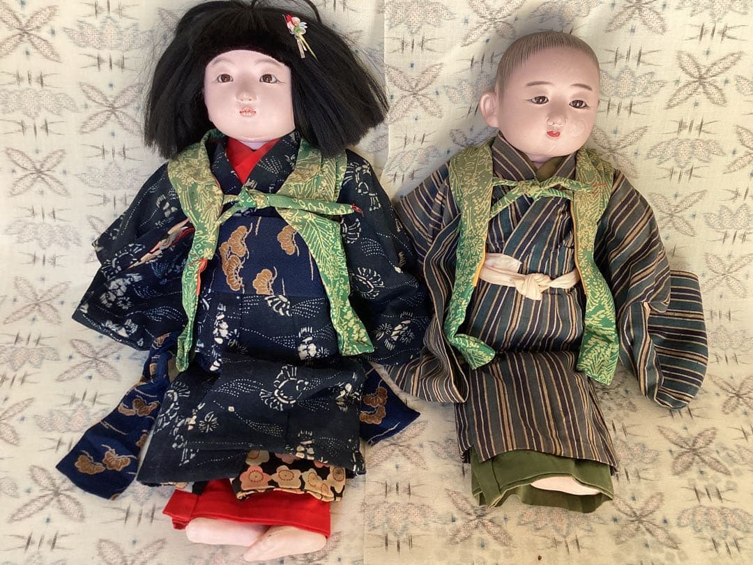市松人形 松菊 竹取物語 抱き人形 アンティークドール ビスクドール 40cm