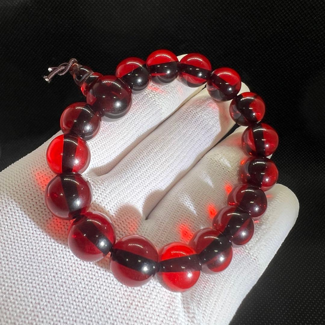 新品　天然レッドアンバー 赤琥珀10mmブレスレット鑑定書付きAB999