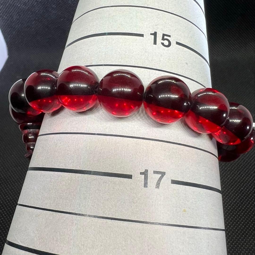 新品　天然レッドアンバー 赤琥珀10mmブレスレット鑑定書付きAB999