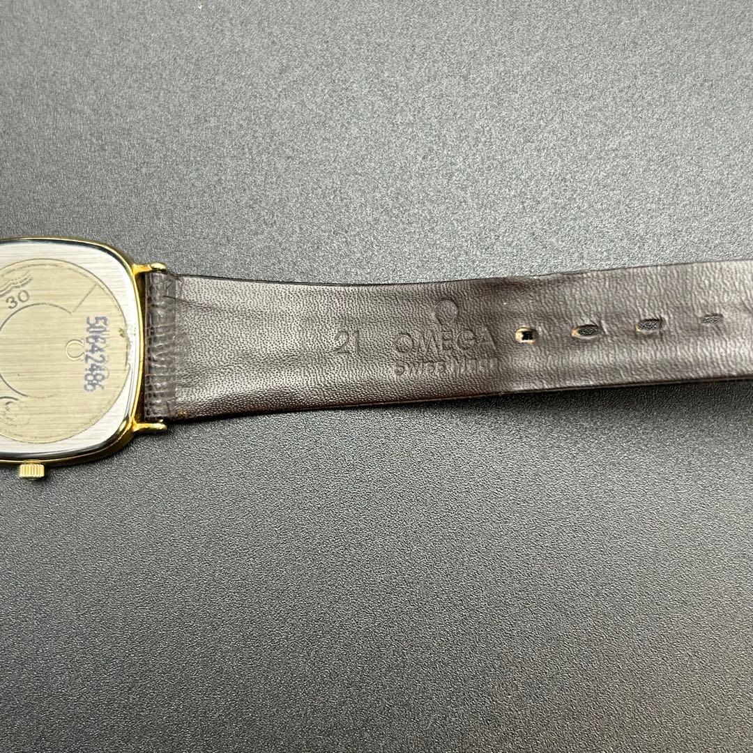 美品 オメガ デビル 新品電池 箱タグ付 195.0077 ストライプ メンズ