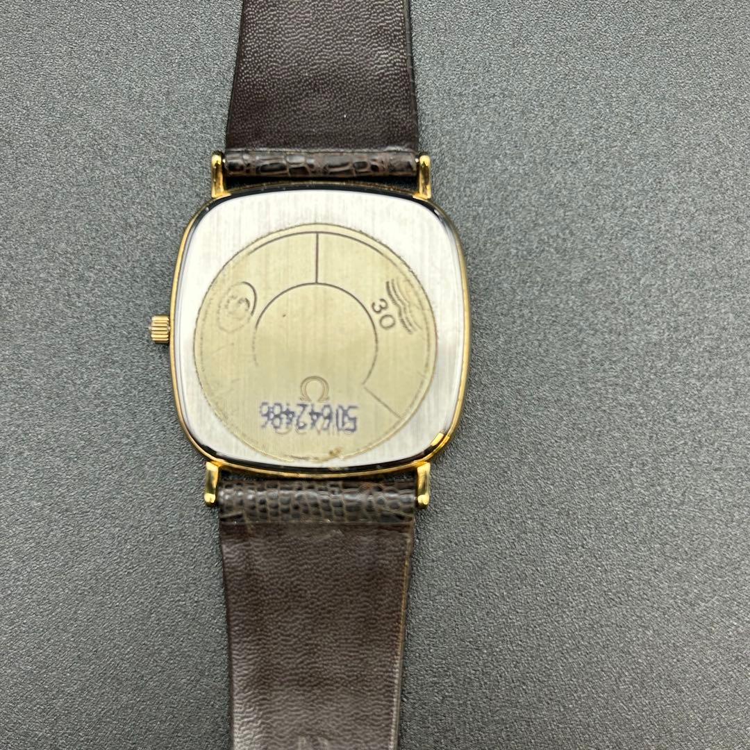 美品 オメガ デビル 新品電池 箱タグ付 195.0077 ストライプ メンズ