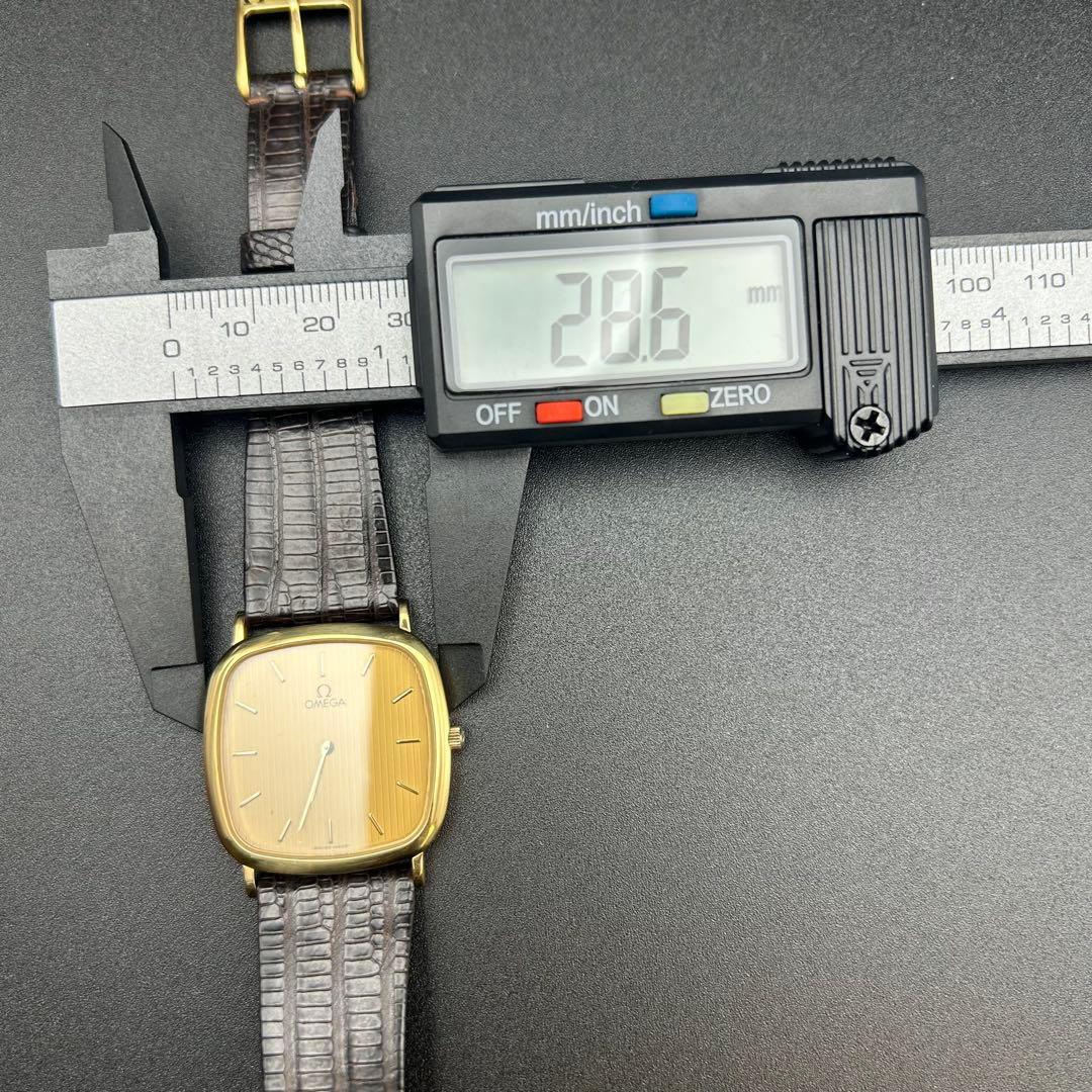 美品 オメガ デビル 新品電池 箱タグ付 195.0077 ストライプ メンズ