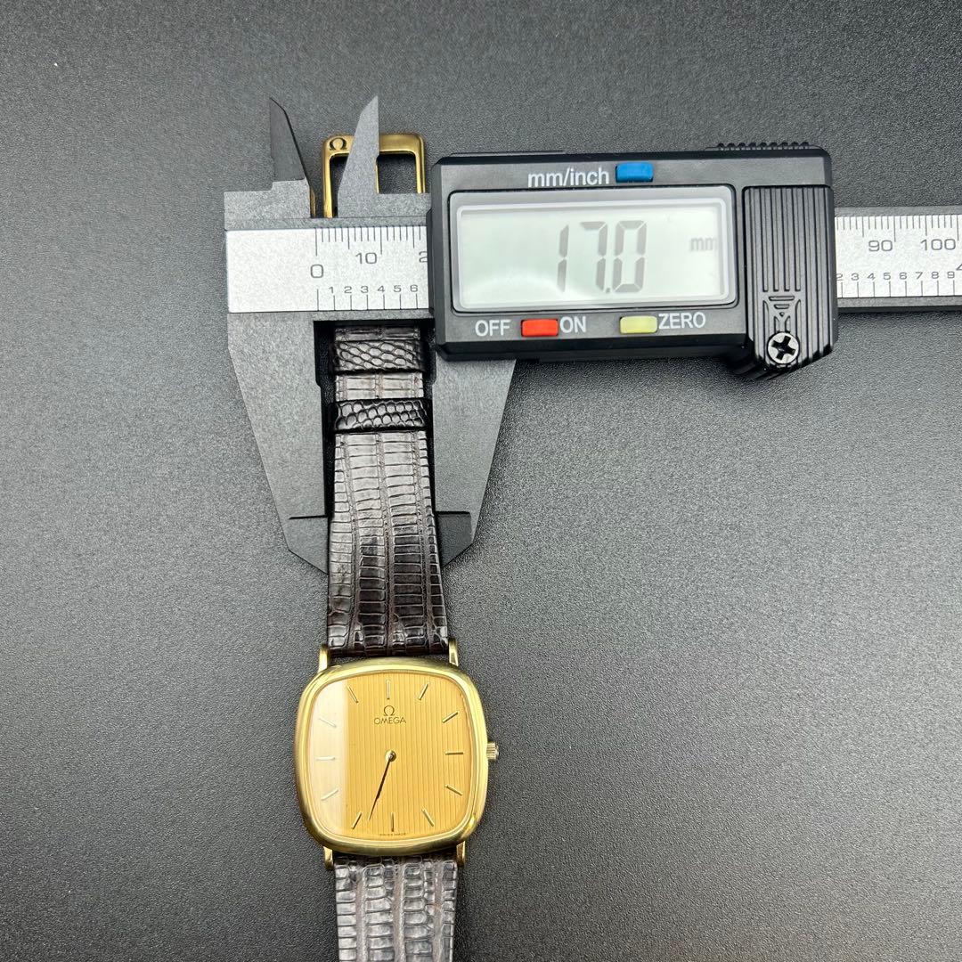 美品 オメガ デビル 新品電池 箱タグ付 195.0077 ストライプ メンズ