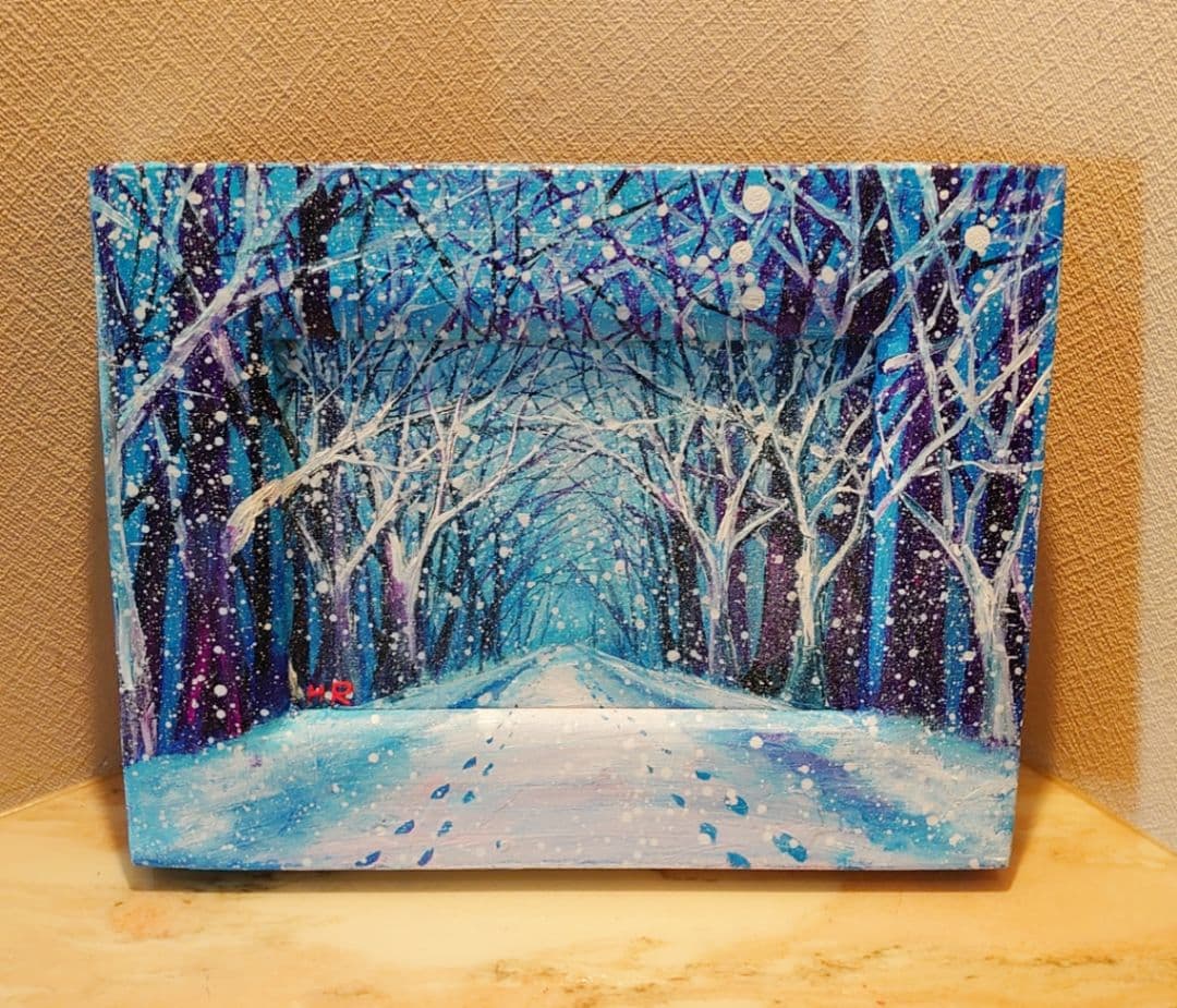 油絵 絵画 【森の白い花道】