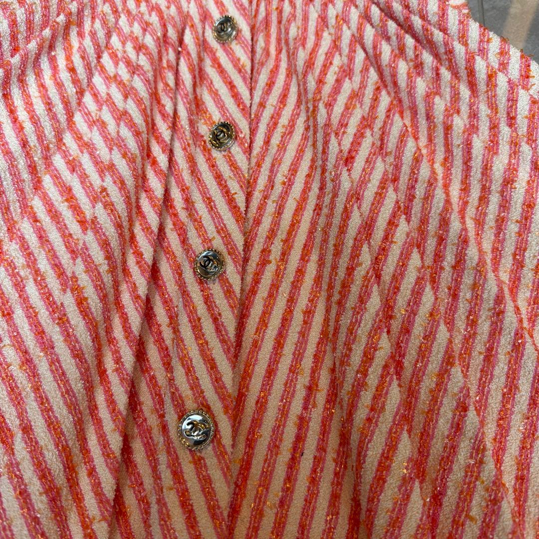 赤と白のストライプ フレアスカート　CHANEL 36