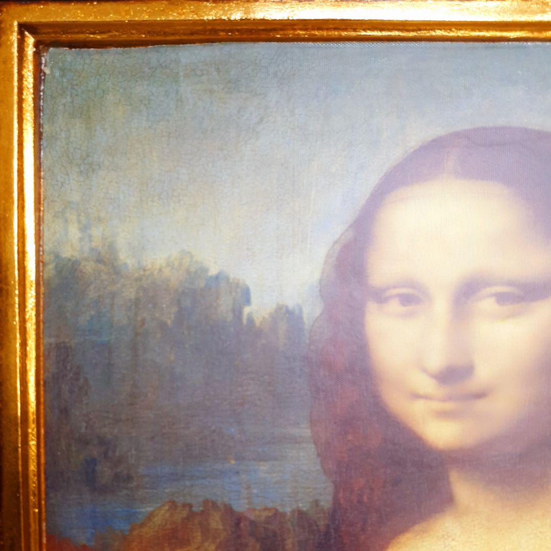 輸入雑貨　ダヴィンチ作　絵画　モナリザ　良質キャンバス生地　金箔使用　額絵