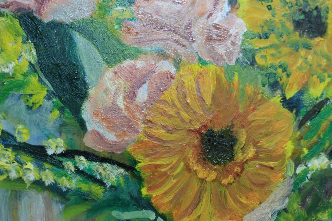 【約P8号】花瓶の花 油彩画 原画