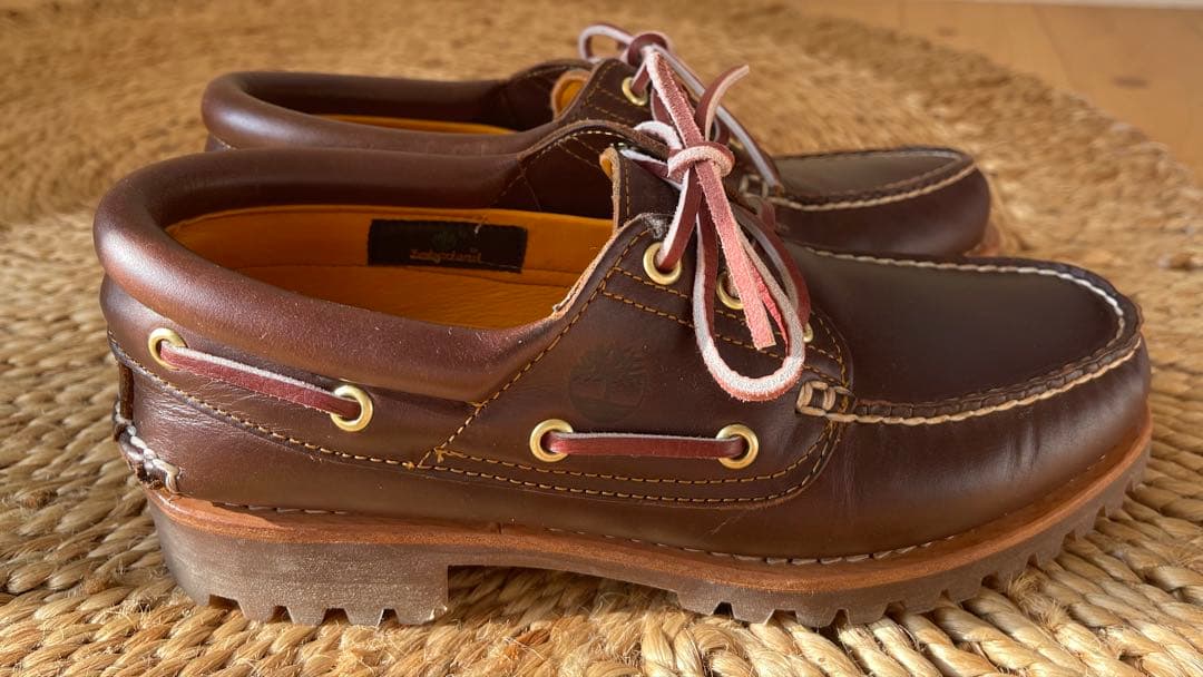 【美品】Timberland ブラウン レザーデッキシューズ