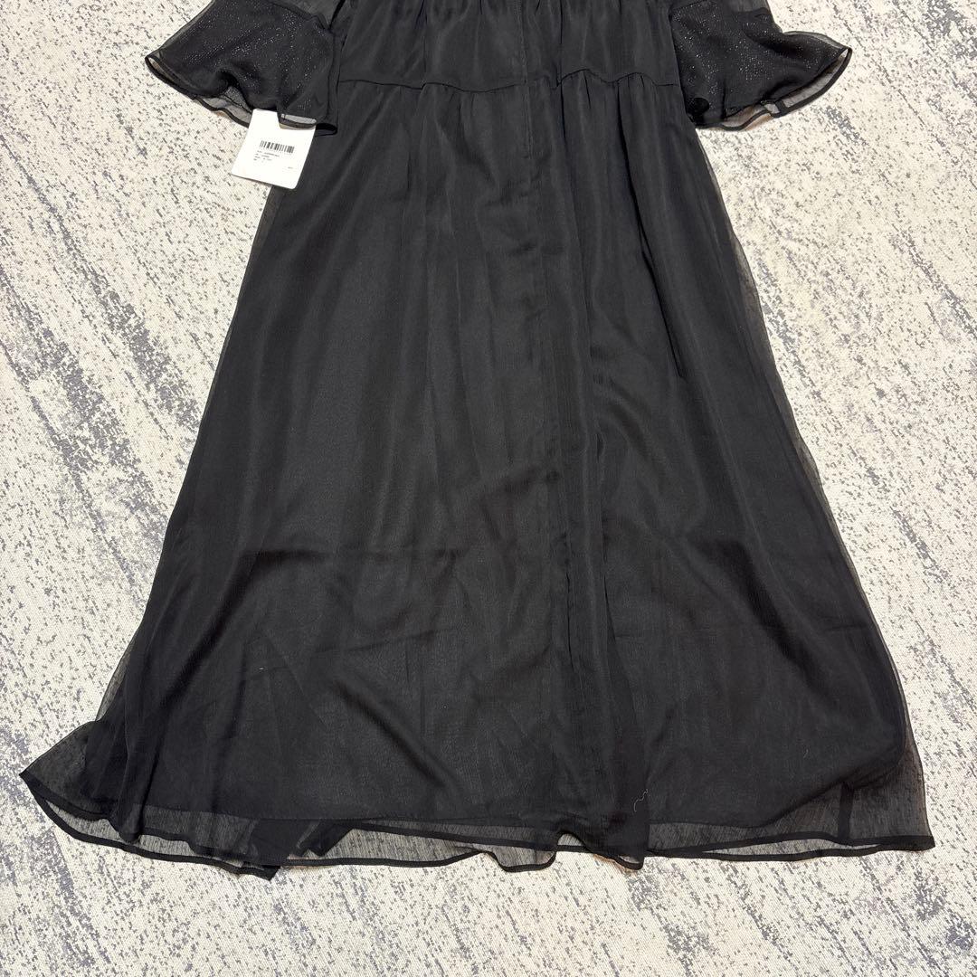 【niana】新品タグ付 シフォンドレス ラメチュール 黒L 結婚式 ブライダル