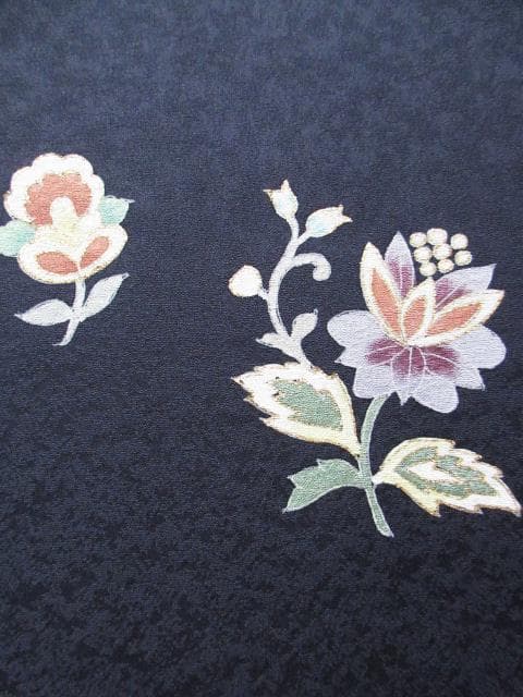 新品同様！アールデコ柄＊手描き＊濃いネイビー＊高級＊訪問着