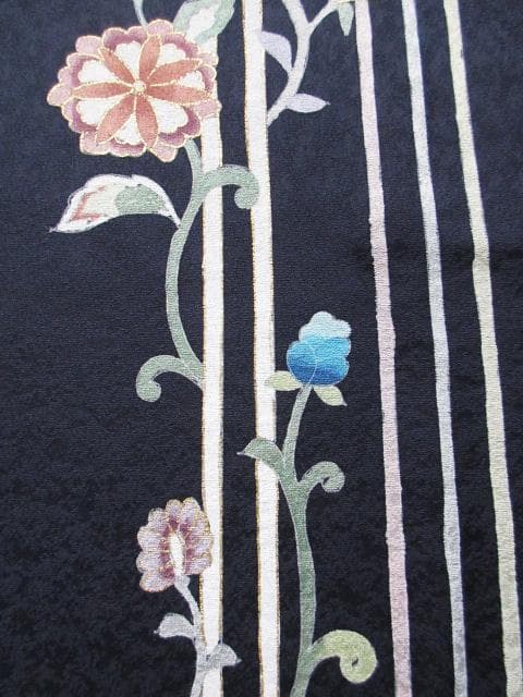 新品同様！アールデコ柄＊手描き＊濃いネイビー＊高級＊訪問着