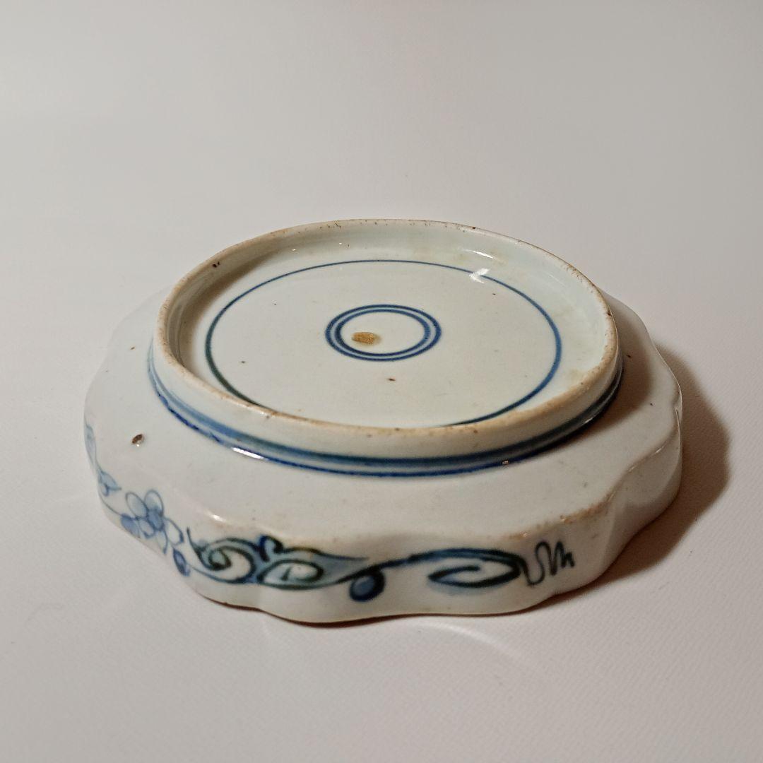 藍古九谷 染付更紗梅文皿 【初期伊万里 古九谷 藍柿右