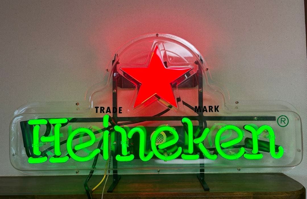 希少 ハイネケン ガラス ネオン管 ビール 電飾 看板