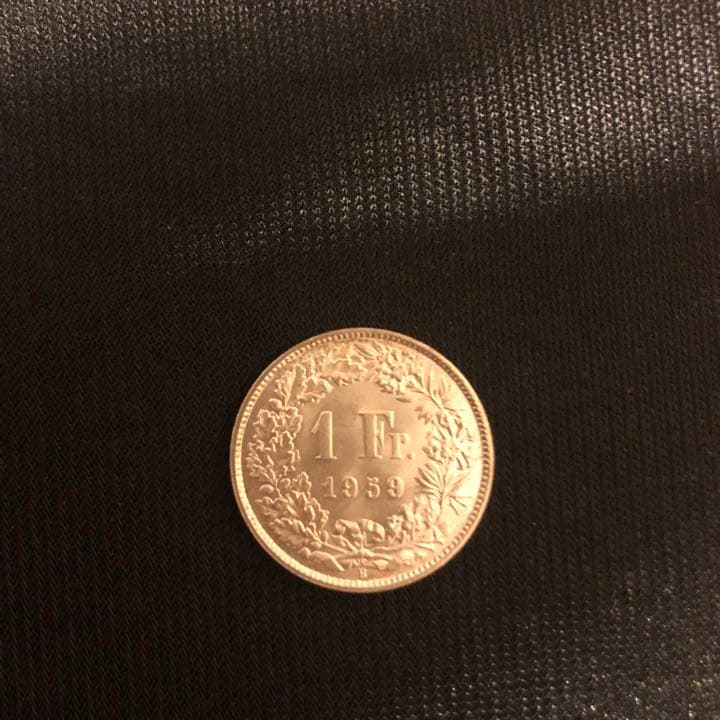 スイス連邦 1フラン銀貨 ヘルベティア立像 1959