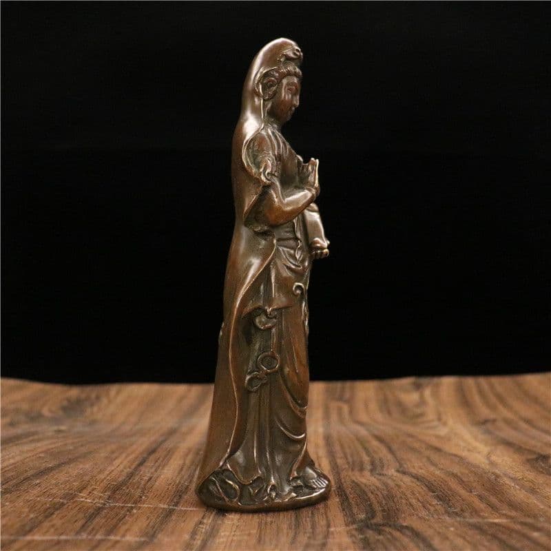 仏教美術 仏像 観世音菩薩像 小仏像 銅製 銅器