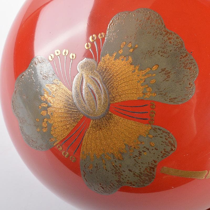 茶道具　朱塗　花蒔絵　香合　書付箱　M　R6923