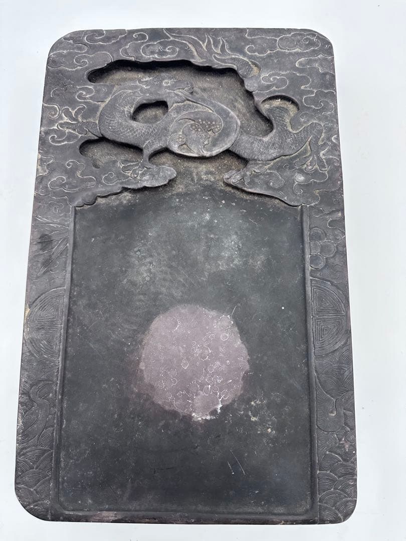 中国硯　特大　彫刻　中国美術　骨董品　アンティーク　書道　硯