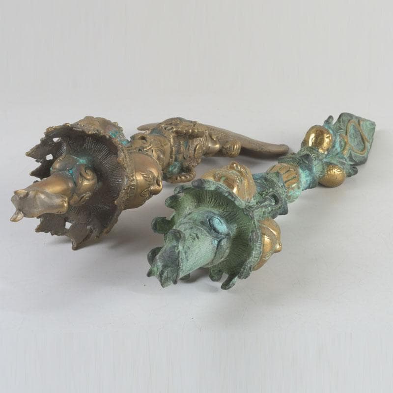 チベット密教法具 古銅鍍金 馬頭観音 金剛杵 独鈷杵など 3点 C