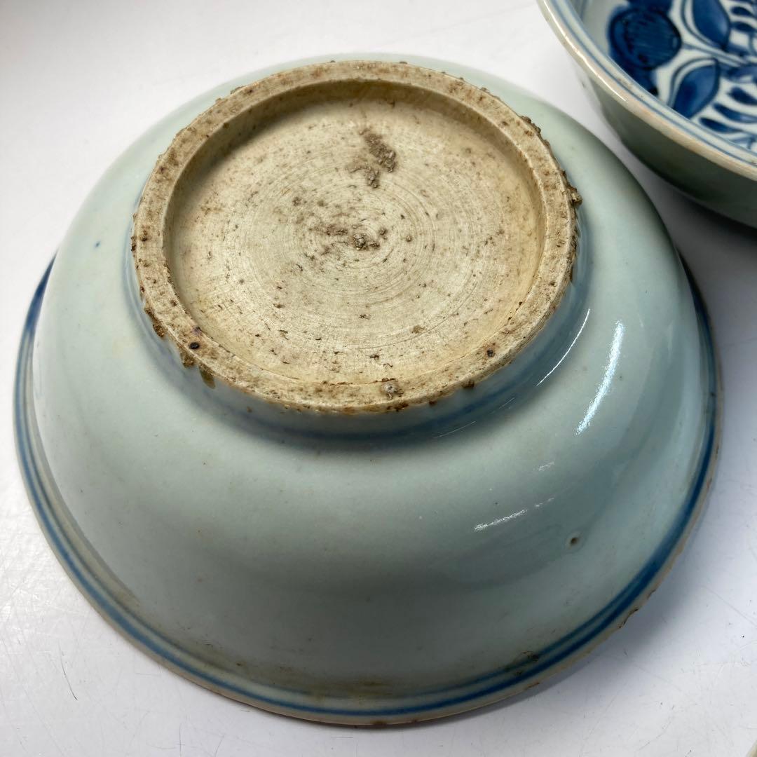 専用中国明時代　古染付向付5客　直径約14.5㎝　東Y6-0129☆2Fトトオカ