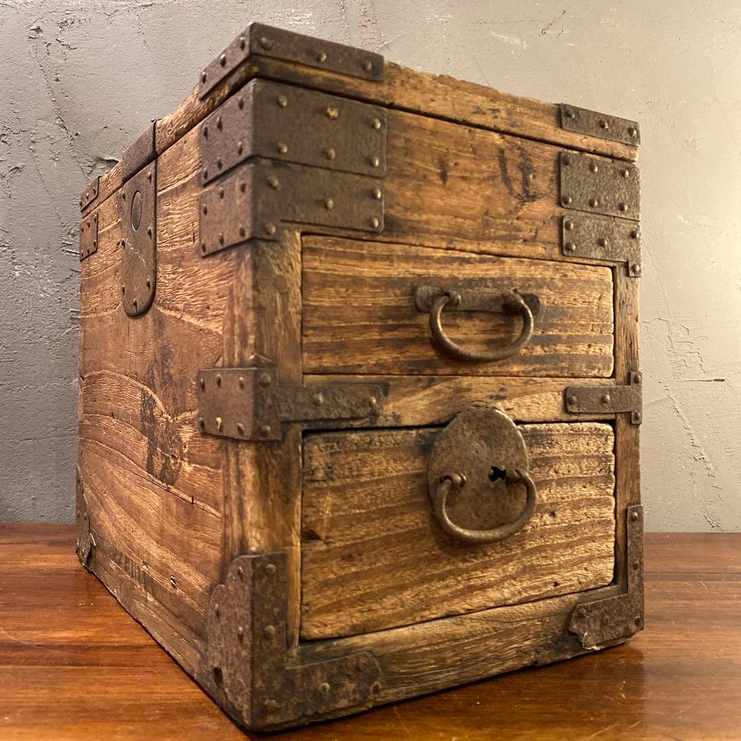 明治 時代物 硯箱 古道具 蔵出し 杉材 時代箪笥 骨董品 小引出し 和