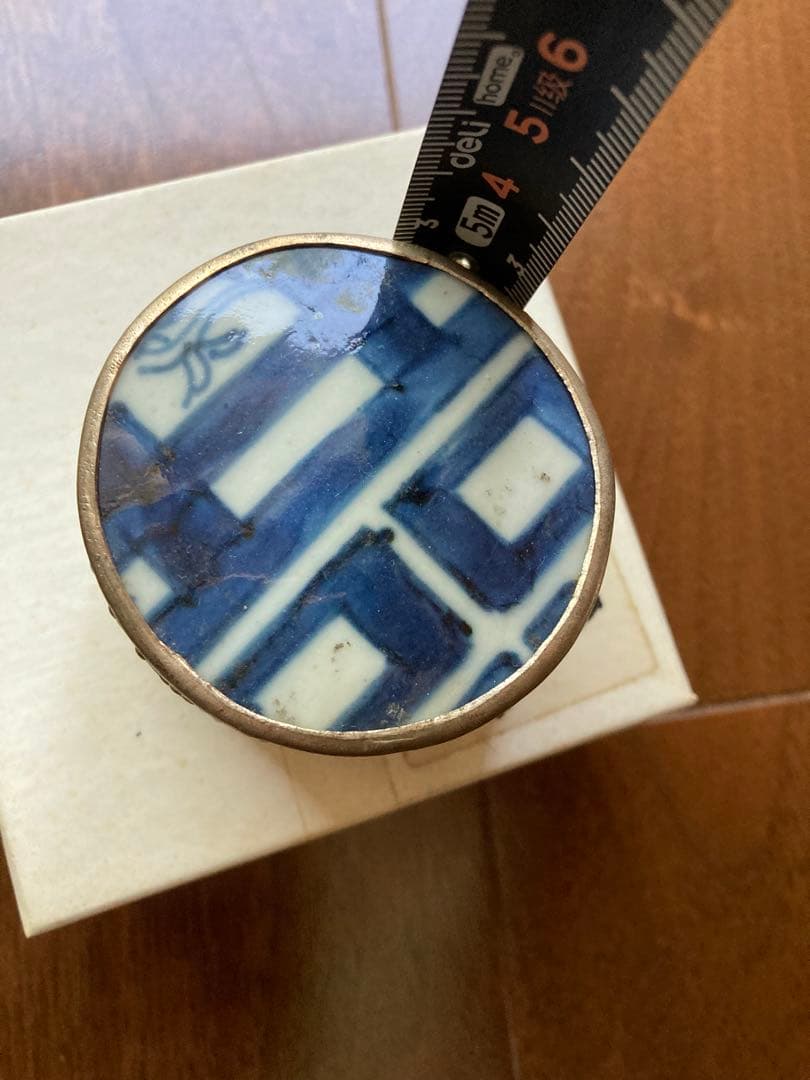 National Design museum 陶器 ボックス 小物入れ 青白 丸