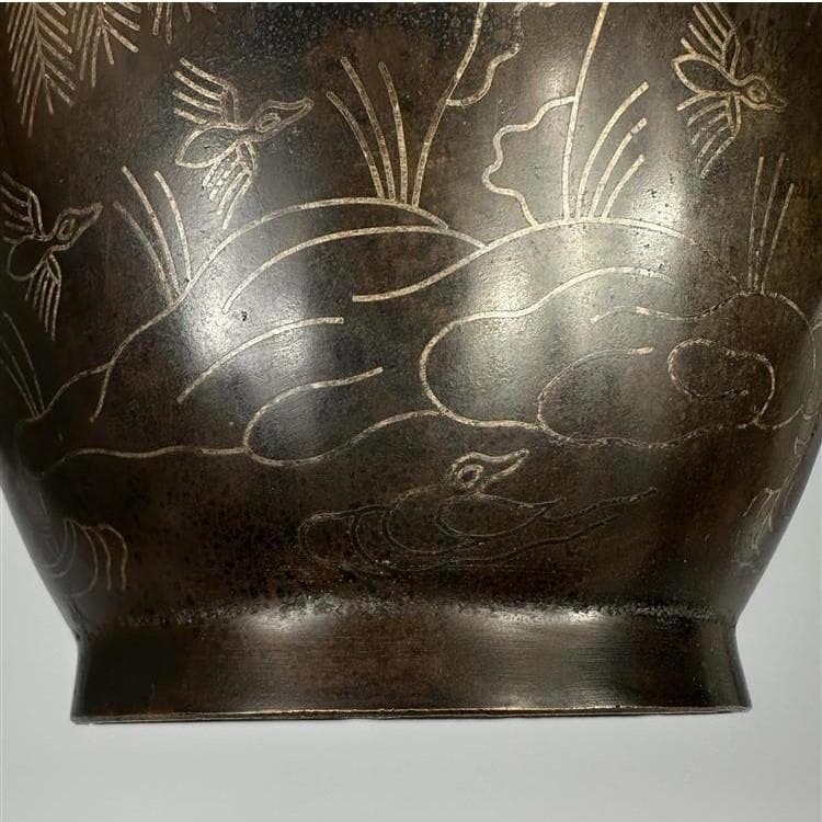 ◇『高麗金銅銀象嵌蒲柳水鳥紋浄瓶』 水瓶◇検）新羅仏 百済