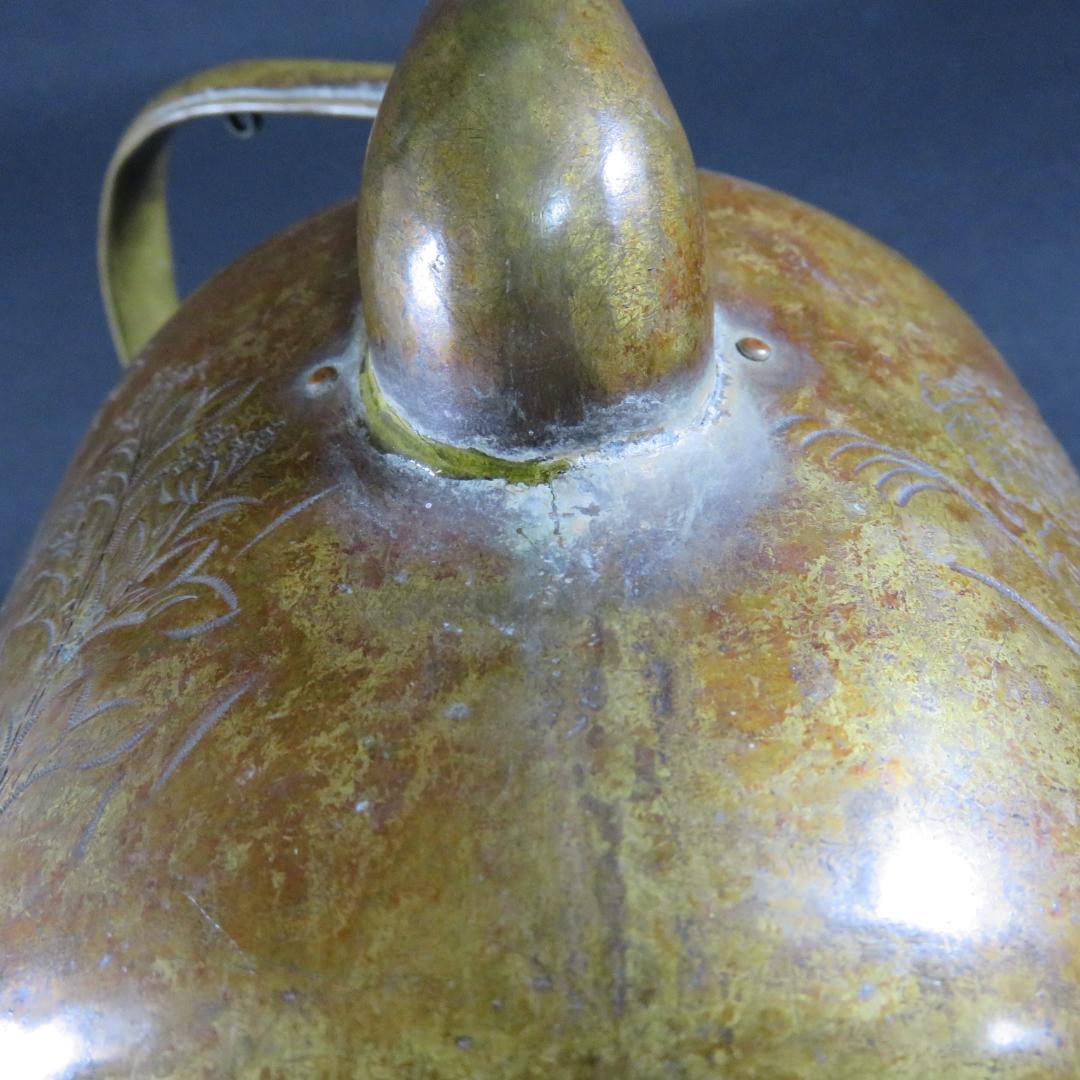 薬缶 ヤカン 銅 草花文様 掘り 茶道具 風炉 炉端 囲炉裏 湯沸 やかん