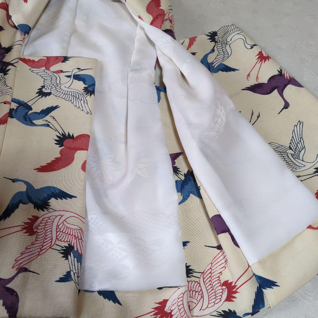 七五三３歳正絹手縫いの被布（巾着付き）中綿無し