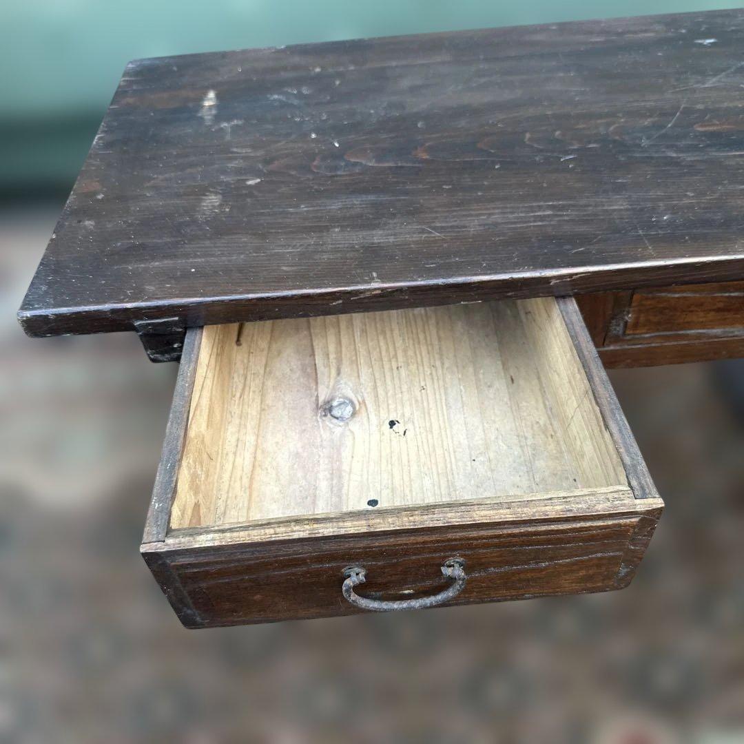 ヴィンテージ木製文机 ダークブラウン 引き出し2つの通販はau PAY