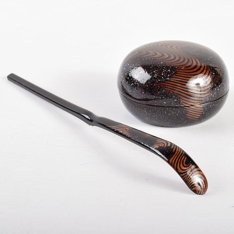 茶道具　八雲塗　出雲産　螺鈿装飾　香合　茶杓　共箱　2点まとめて　M　R4884