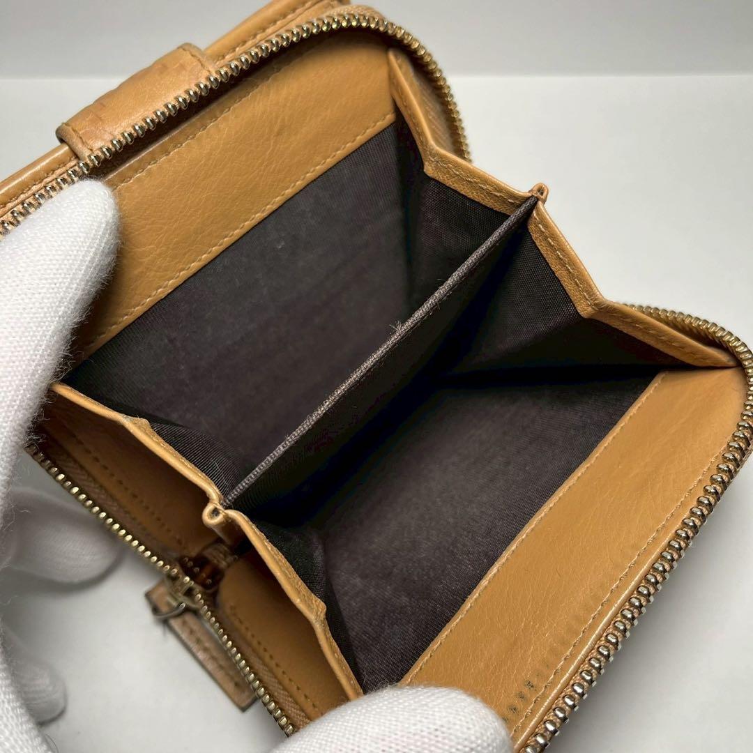 GUCCI グッチ シマ GG柄 二つ折り財布 ラウンドファスナー ブラウン