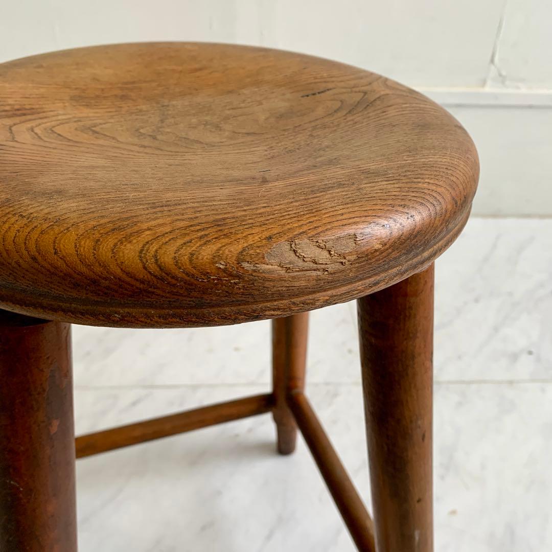 レトロな丸スツール 木製シンプルスツール 昭和レトロ
