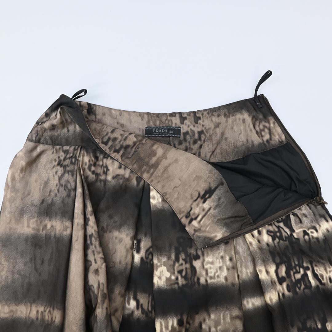 ■ 46407★年 PRADA プラダ 38 スカート ブラウン×マルチ