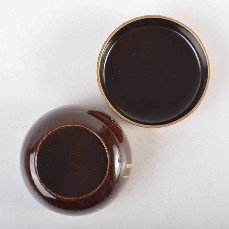 茶道具　瑛斎作　竹蒔絵　螺鈿装飾　平棗　共箱　V　6259