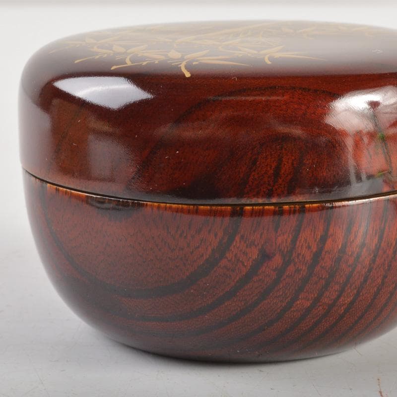 茶道具　瑛斎作　竹蒔絵　螺鈿装飾　平棗　共箱　V　6259