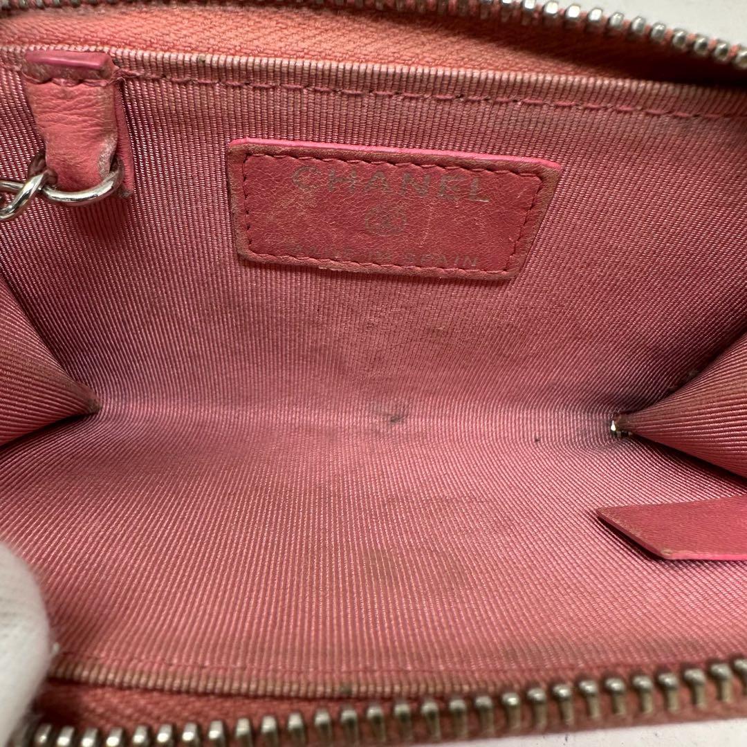 CHANEL シャネル ラムスキン ケース 小銭入れ ホルダー付き w8