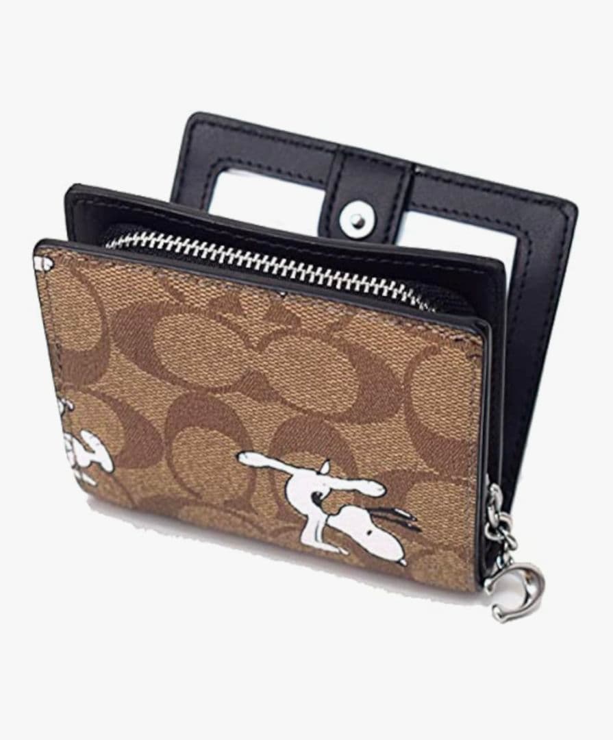 COACH スヌーピー 二つ折り財布 ブラウン 並行輸入品:アウトレット品