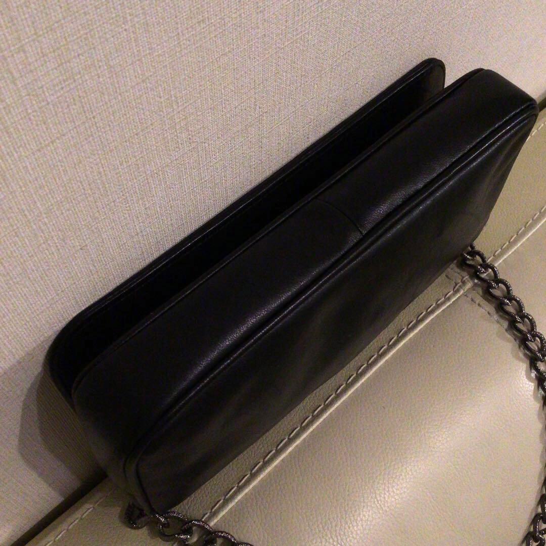 シャネル　カメリア　パーティーバッグ　チェーンウォレット　黒　アクセサリーポーチ