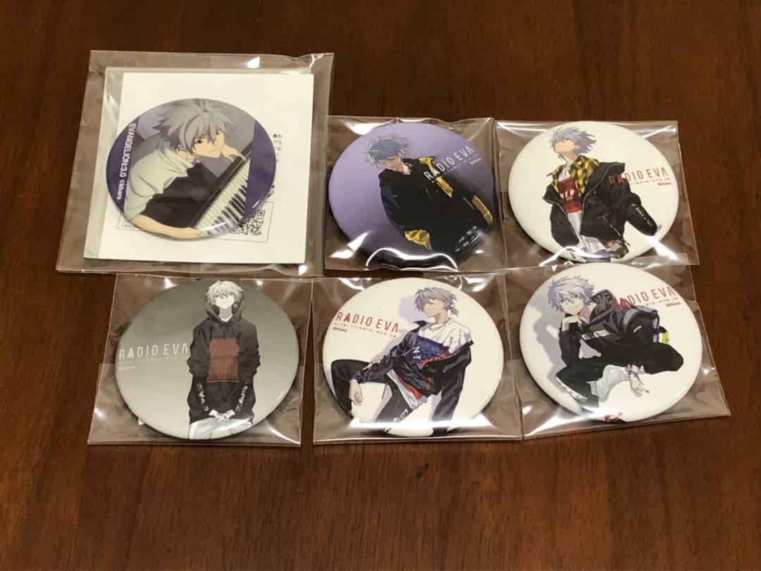 エヴァンゲリオン 缶バッジ ガチャ RADIO EVA オンライン カヲル 6点