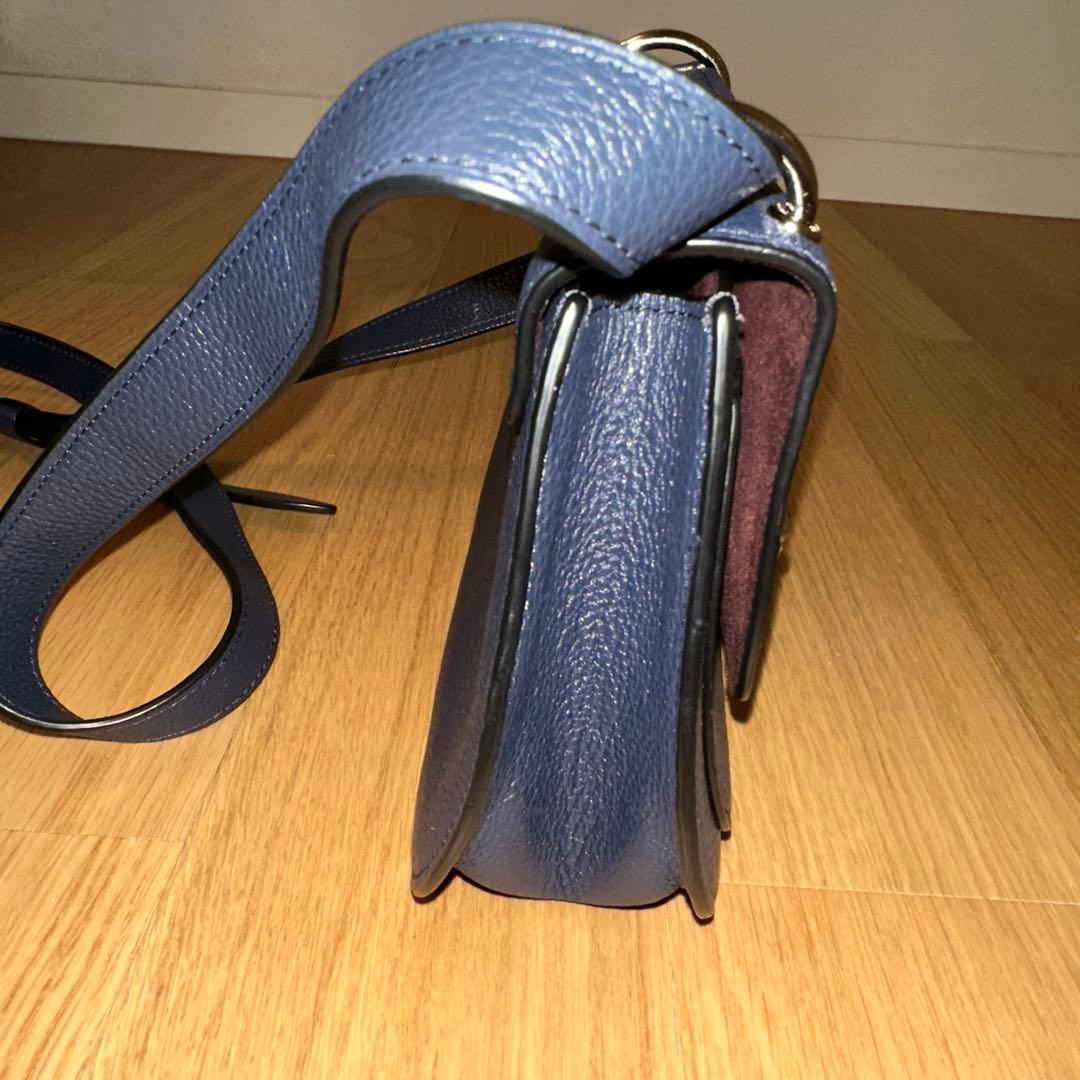 Coach ネイビーレザーショルダーバッグ