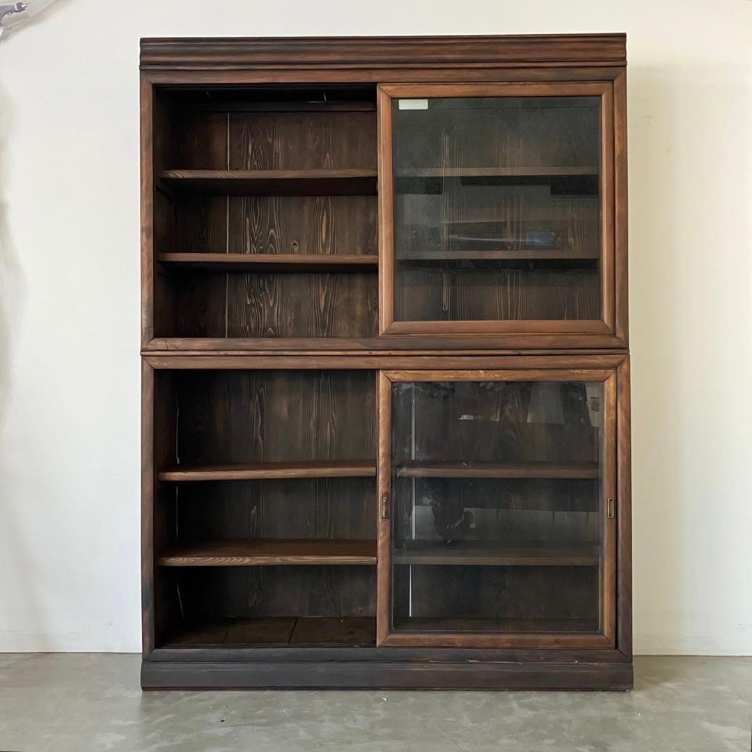 レトロ ヴィンテージ 古家具 古民家 古道具 食器棚 シェルフ ガラス棚