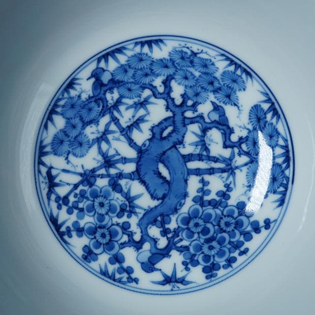 久世久宝青金襴手牡丹唐草菓子鉢共箱茶道具菓子器京焼