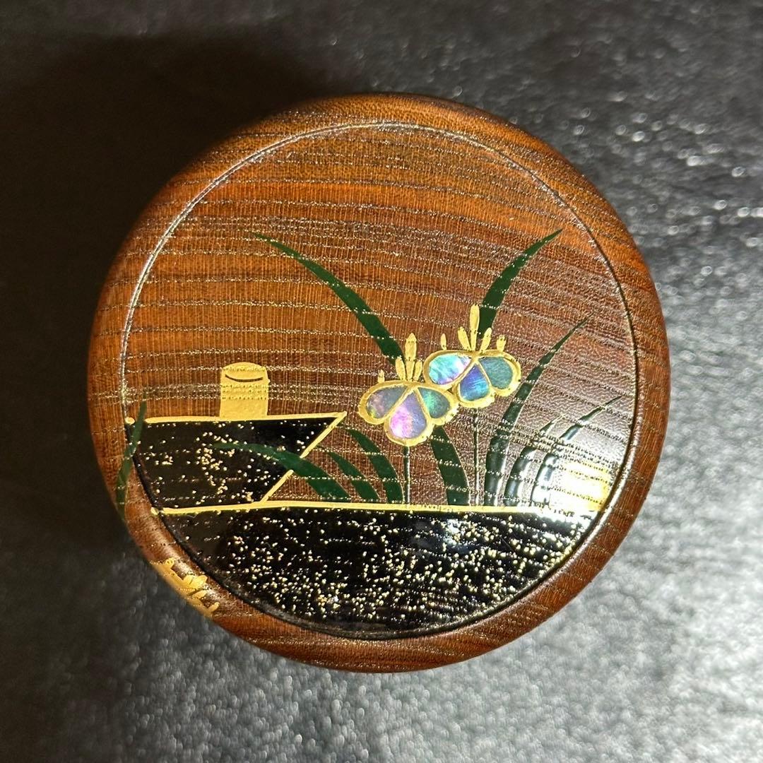 ☆茶道具/木地棗！欅摺漆八ッ橋/螺鈿 蒔絵棗『筑城 筑