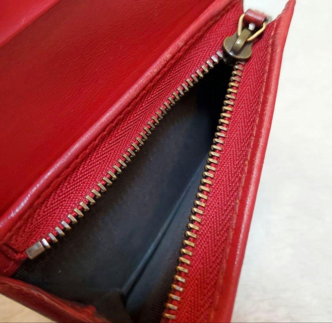 美品 グッチ GGスプリーム 2つ折り財布 チェリー インターロッキング