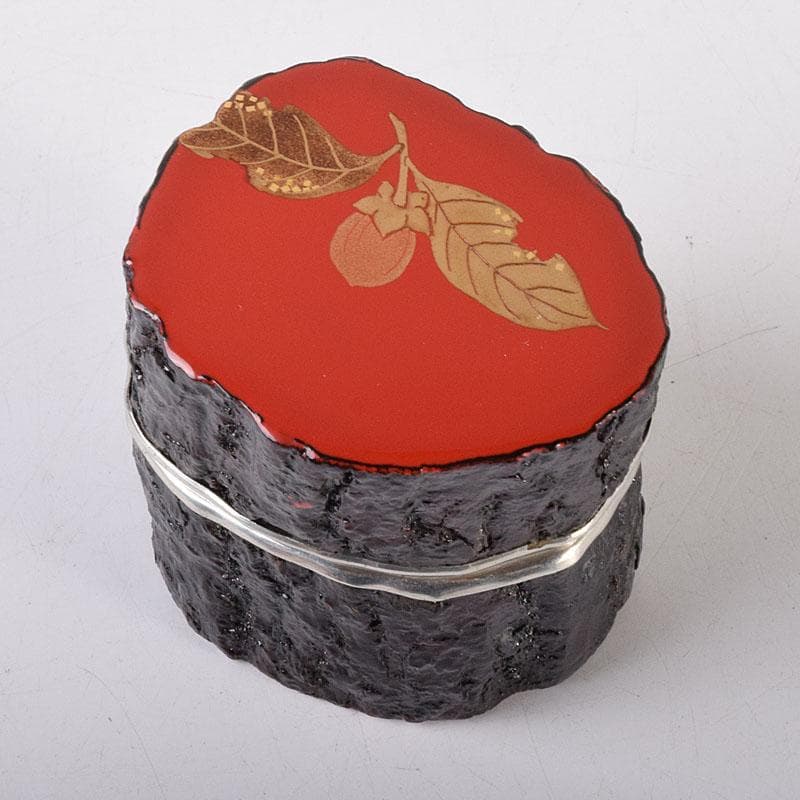 茶道具　中村宗悦作　玄々斎好　金蒔絵　筆柿香合　共布共箱　V　7088