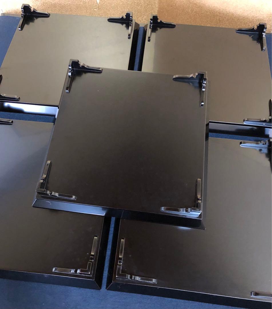 《レ》溜塗 蒔絵付 脚付 会席膳5客 木製漆器 時代 251024い6