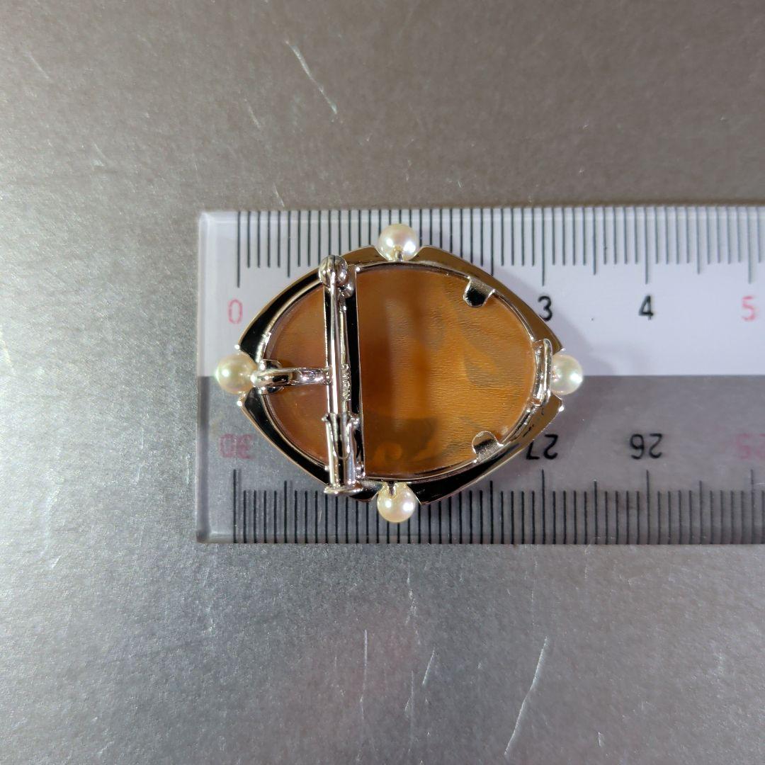 ブローチ ペンダントトップ 2way K18 K14 WG シェルカメオ 真珠 - メルカリ