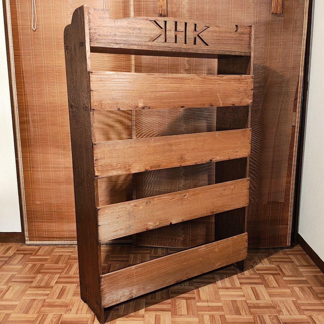 木製本棚5段 オープンラック 昭和レトロ 古家具