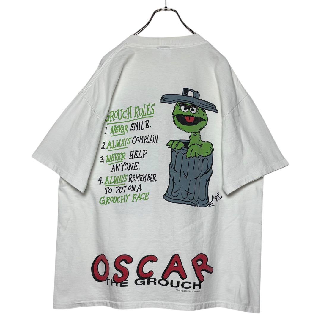 90sヴィンテージtシャツ セサミストリート オスカー 白 XL