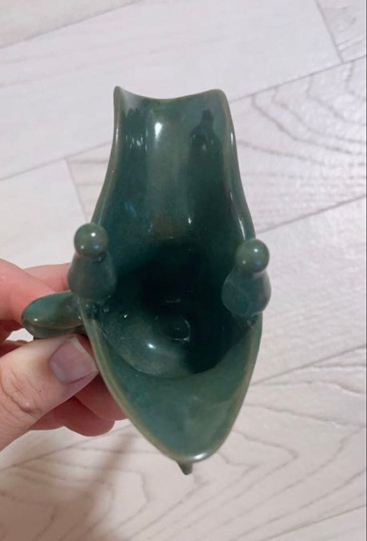 汝瓷绿釉高爵杯 酒器 爵杯 古玩 旧家収蔵 爵 陶芸